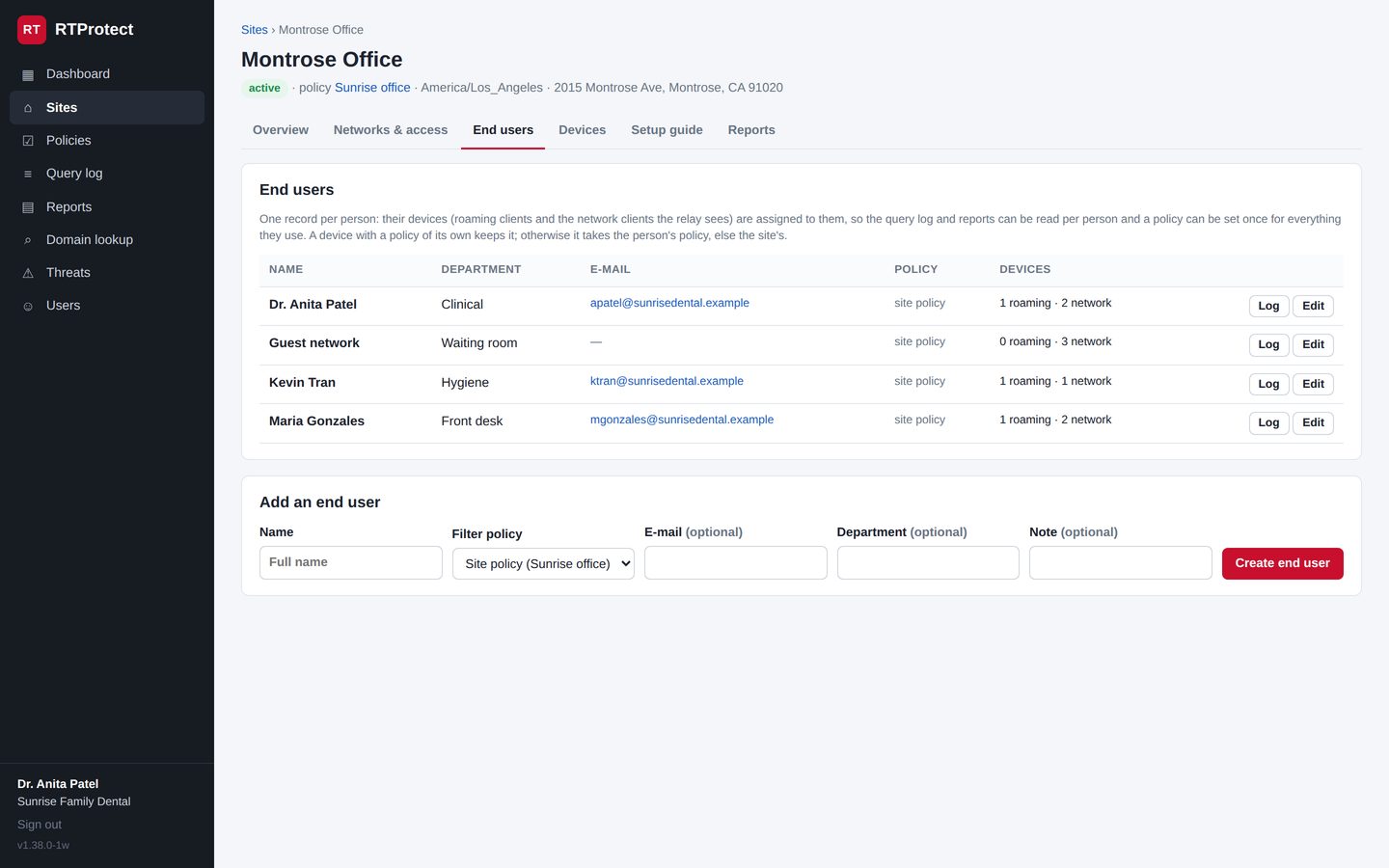 End users page